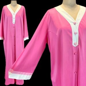 VINTAGE 70s loungewear JCPenney hot pink long maxi hostess gown robe leisurewear